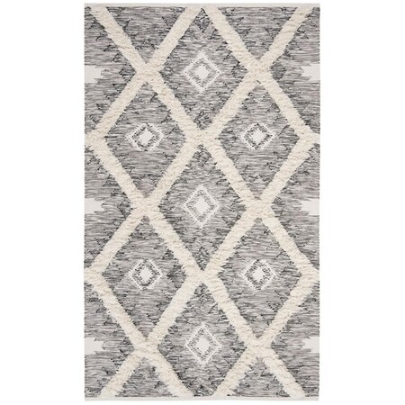 Safavieh Hand Woven 6 x 9 ft. Kenya Contemporary Rug, Black & Ivory - Rectangle KNY455Z-6